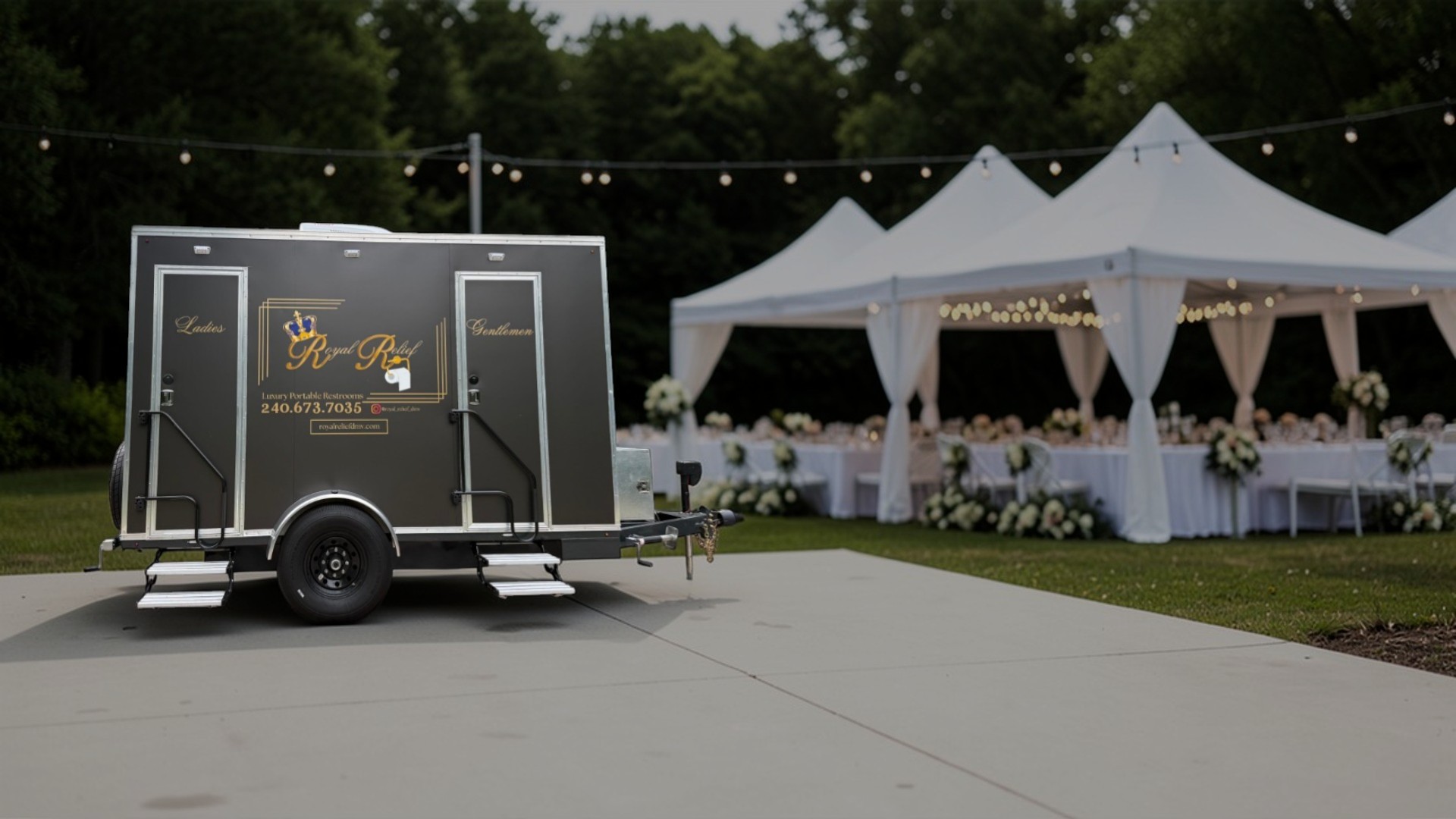 Royal Relief Luxury Portable Restroom Trailers Maryland Baltimore Washington 2-Station Setup 1